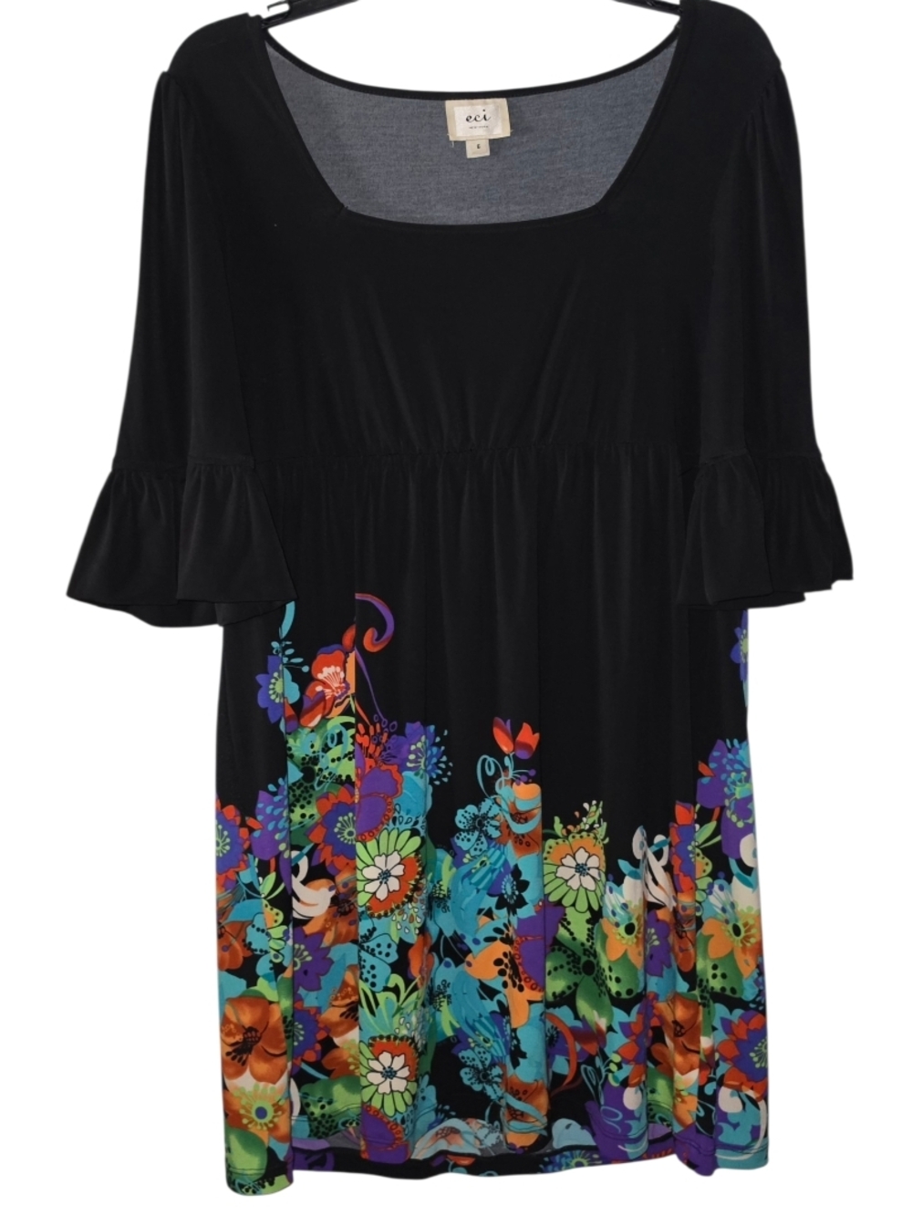 ECI New York Black Floral Dress Size 6